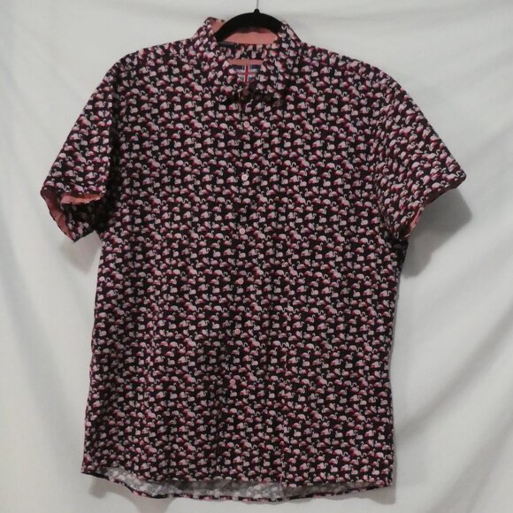 SOUL OF LONDON | XL - extra large | Vibrant Pink Flamingo Pattern Button-Up Top - Picture 2 of 14